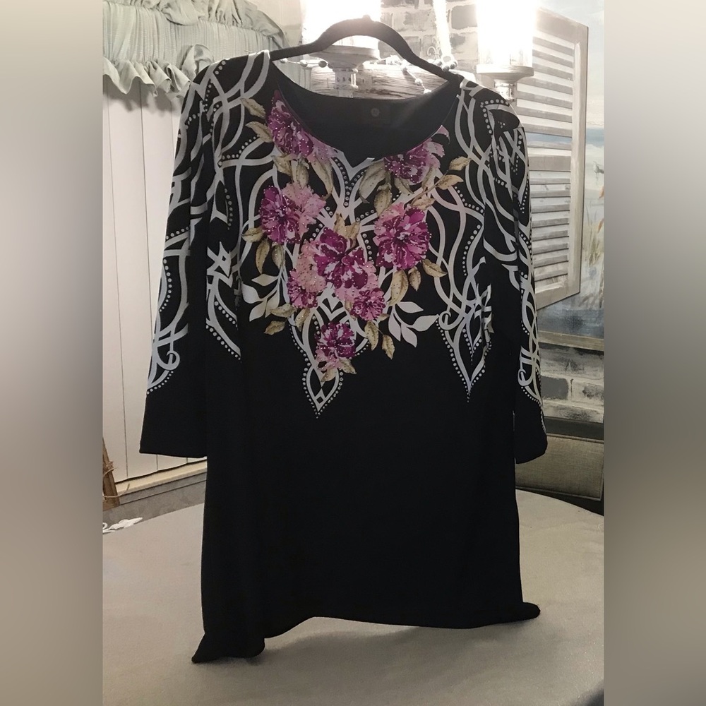 JM Collection Sparkle & Stud Top